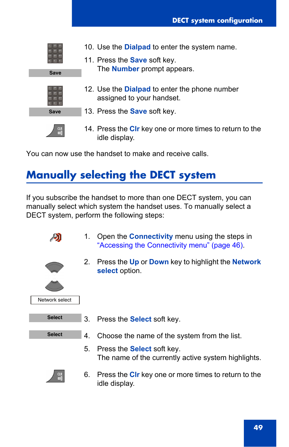 Manually selecting the dect system | Nortel Networks Nortel 4075 User Manual | Page 49 / 244