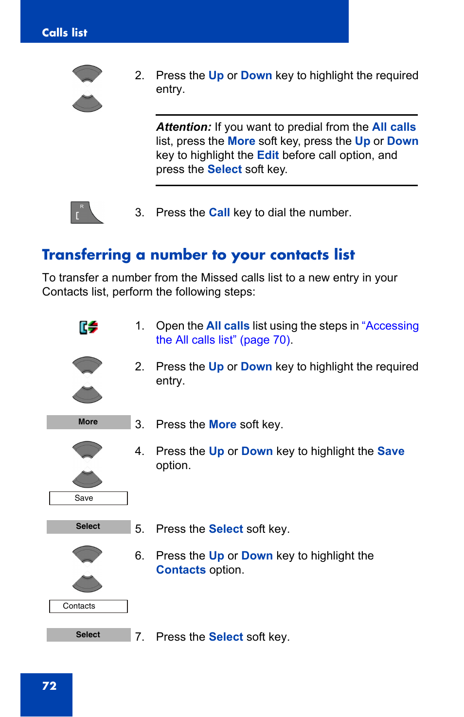 Transferring a number to your contacts list | Nortel Networks Nortel 4075 User Manual | Page 72 / 244