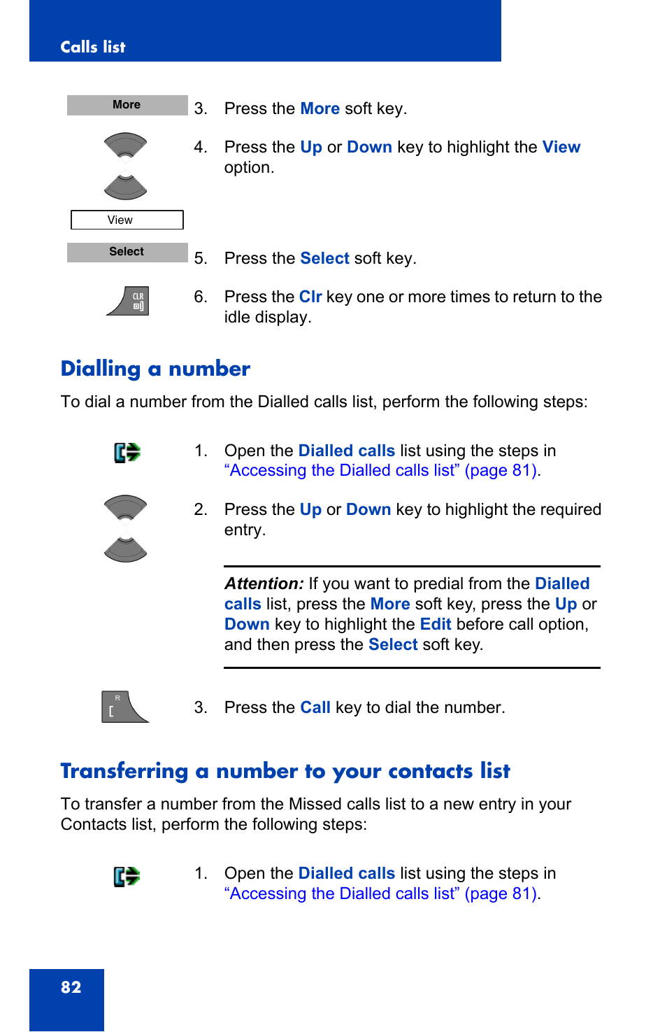 Dialling a number, Transferring a number to your contacts list | Nortel Networks Nortel 4075 User Manual | Page 82 / 244