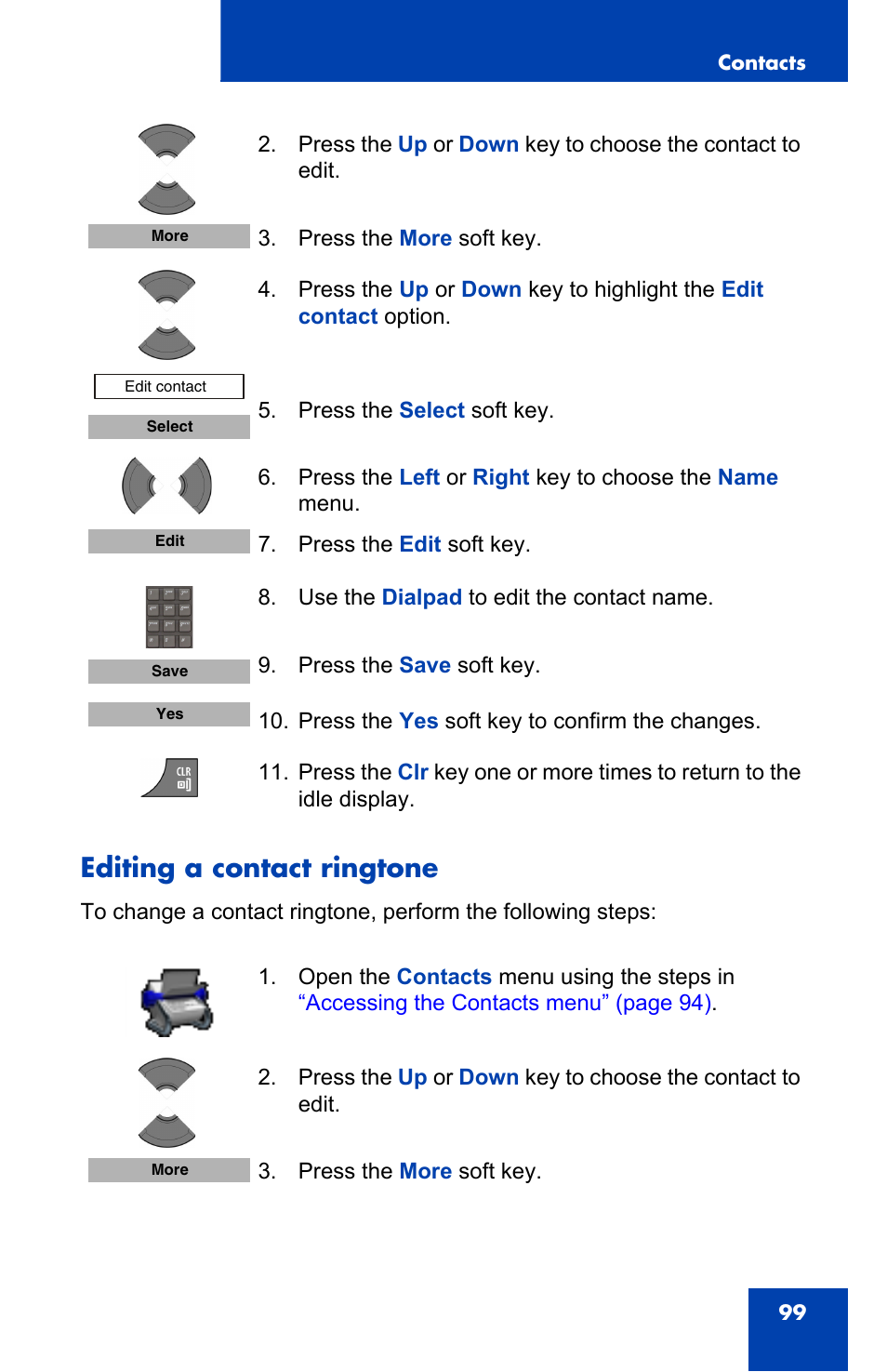 Editing a contact ringtone | Nortel Networks Nortel 4075 User Manual | Page 99 / 244