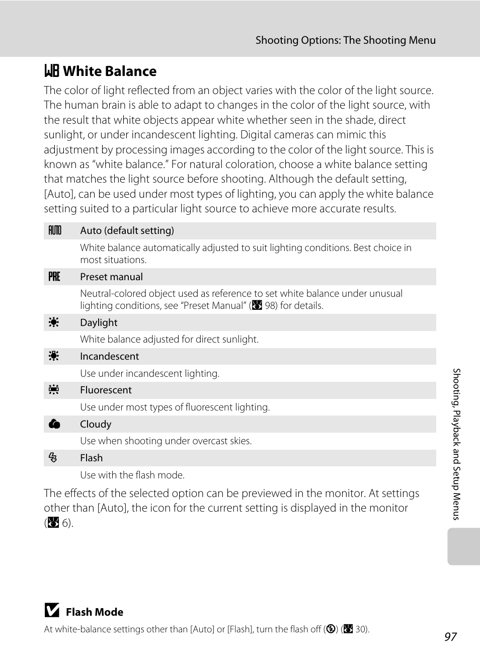 White balance, B white balance, A 97 | Nikon P5100 User Manual | Page 111 / 176
