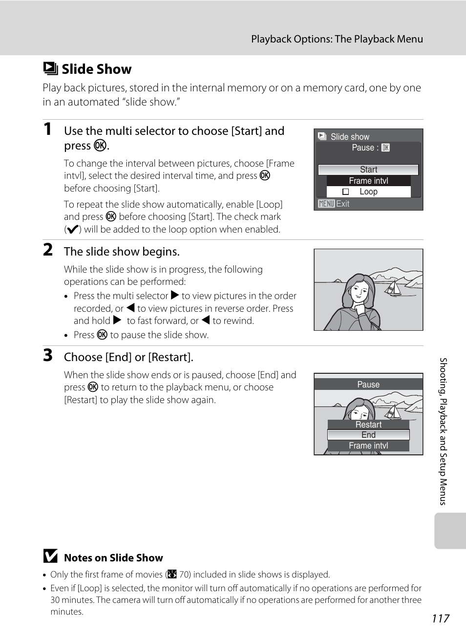 Slide show, B slide show, A 117 | Nikon P5100 User Manual | Page 131 / 176