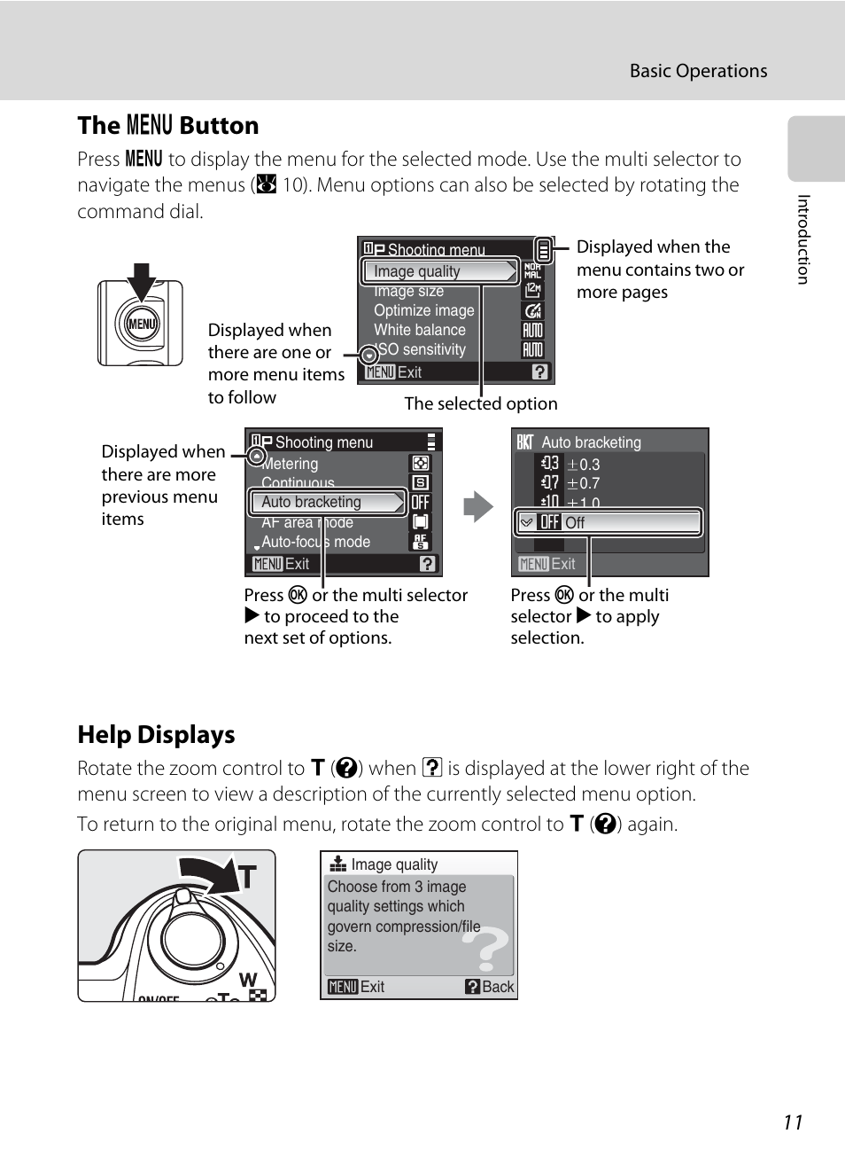 The button, Help displays, D button | The d button | Nikon P5100 User Manual | Page 25 / 176