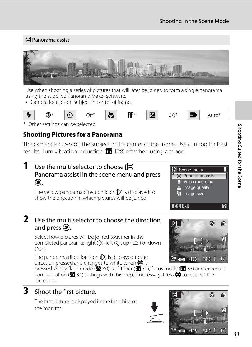 Shooting pictures for a panorama, Shoot the first picture | Nikon P5100 User Manual | Page 55 / 176