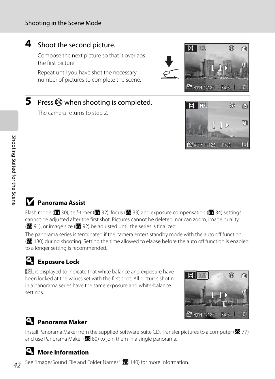 Shoot the second picture, Press k when shooting is completed | Nikon P5100 User Manual | Page 56 / 176