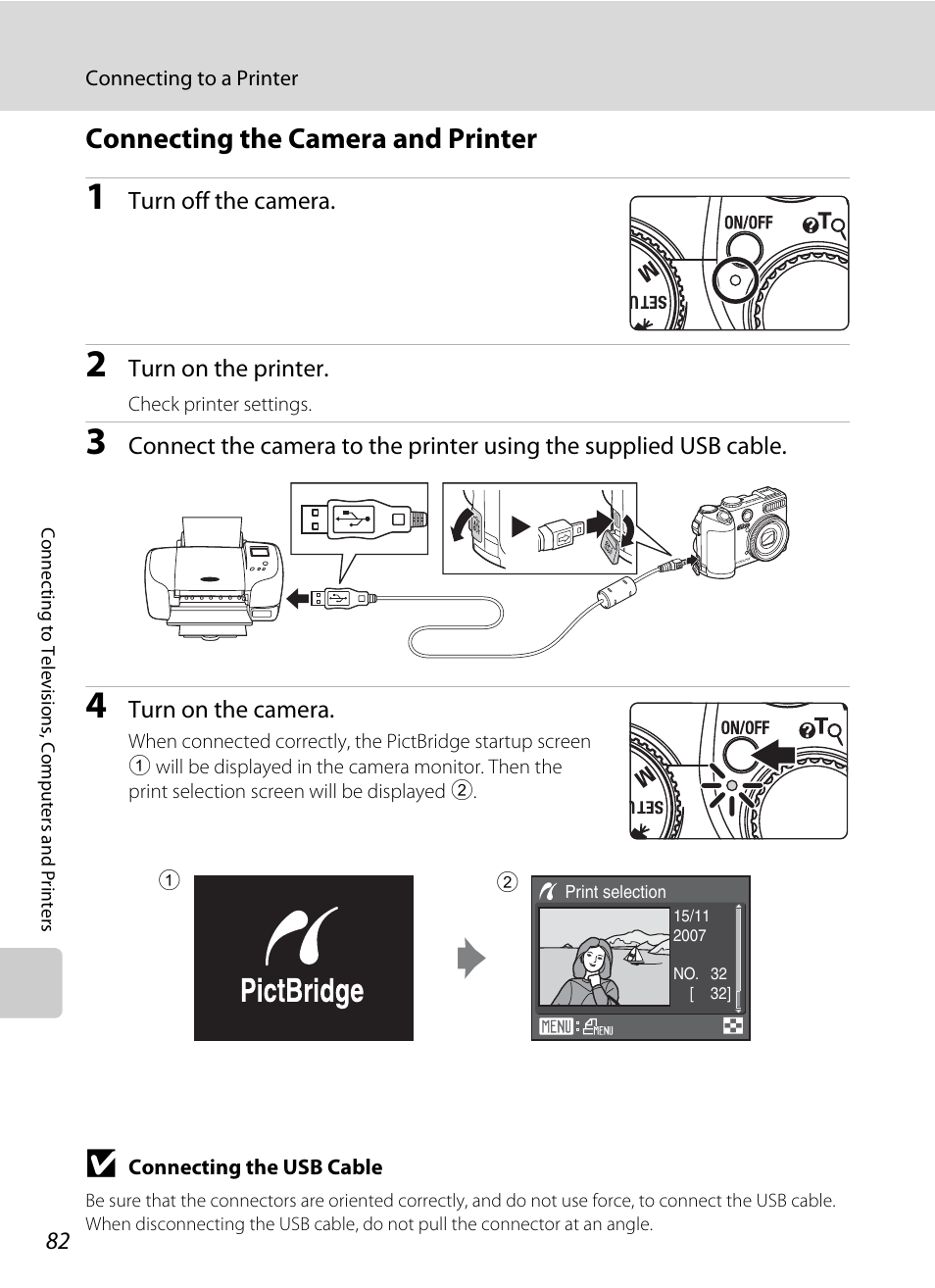 Connecting the camera and printer, A 82) | Nikon P5100 User Manual | Page 96 / 176