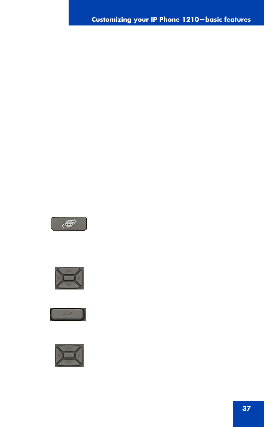 Nortel Networks Nortel IP Phone 1210 User Manual | Page 37 / 118