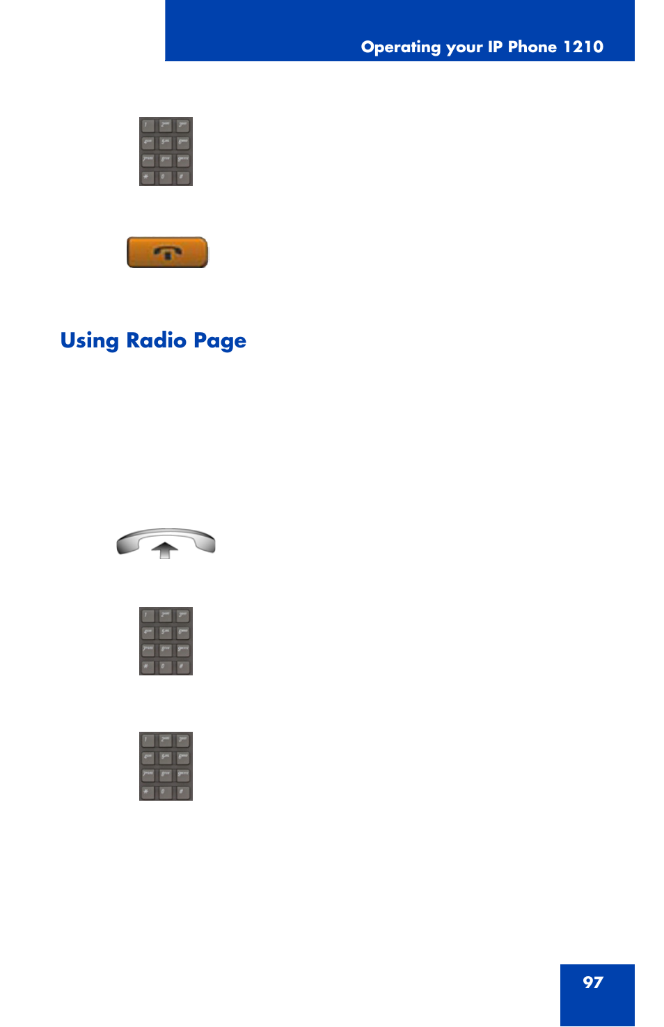 Using radio page | Nortel Networks Nortel IP Phone 1210 User Manual | Page 97 / 118