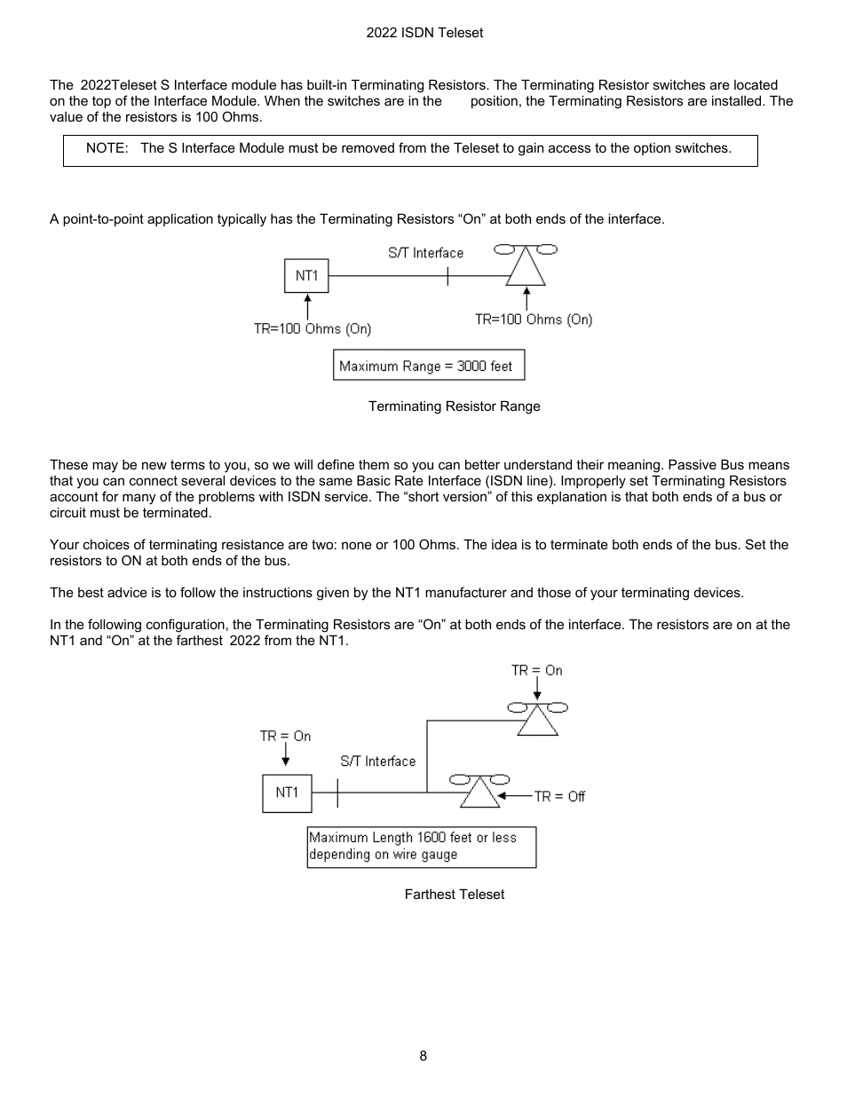 Terminating resistors, Point-to-point circuits, Passive-bus or multipoint | Igure, Erminating, Esistor, Ange, Arthest, Eleset | Nortel Networks i2022 Series User Manual | Page 10 / 61