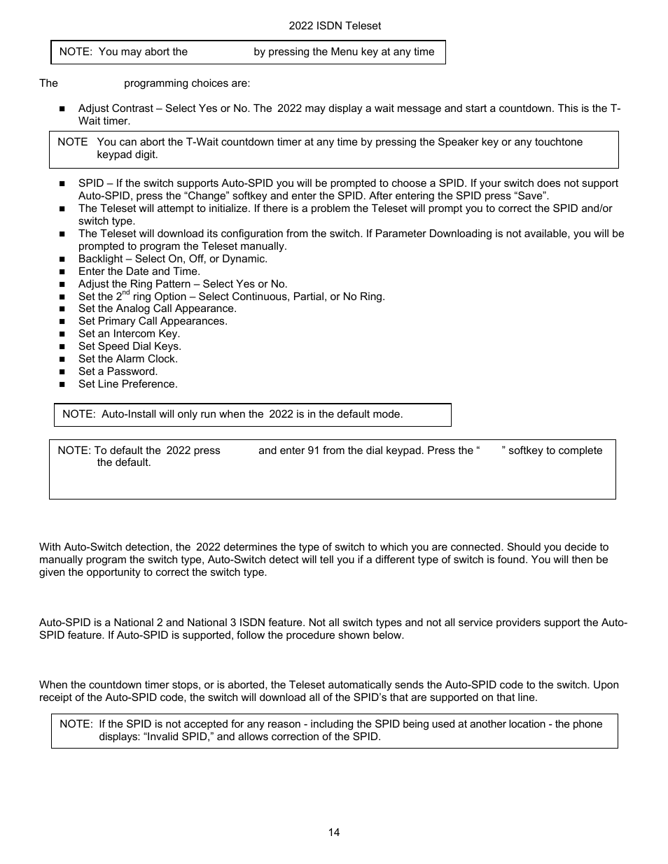 Auto-switch, Auto-spid, Auto-spid procedures | Nortel Networks i2022 Series User Manual | Page 16 / 61