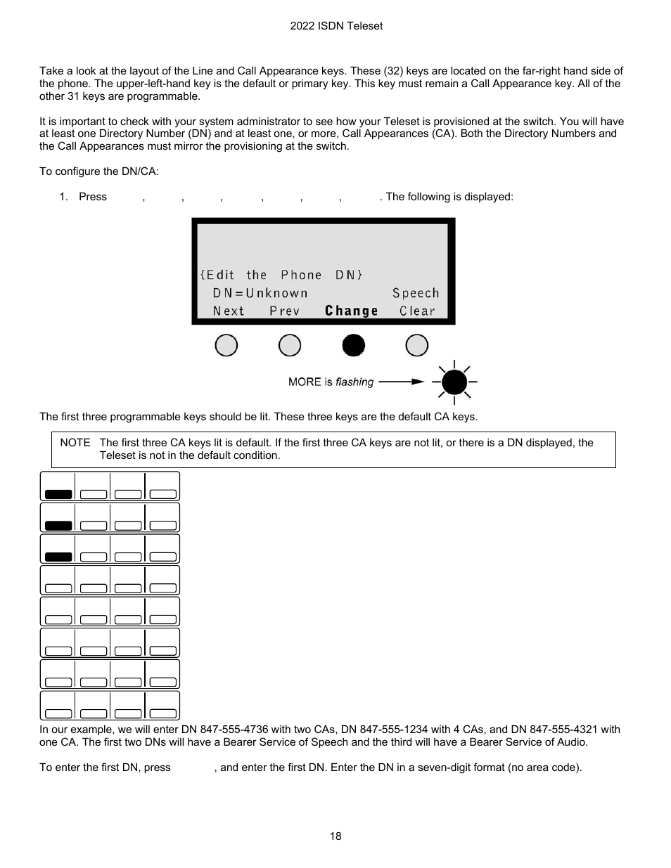 Manually programming call appearances | Nortel Networks i2022 Series User Manual | Page 20 / 61