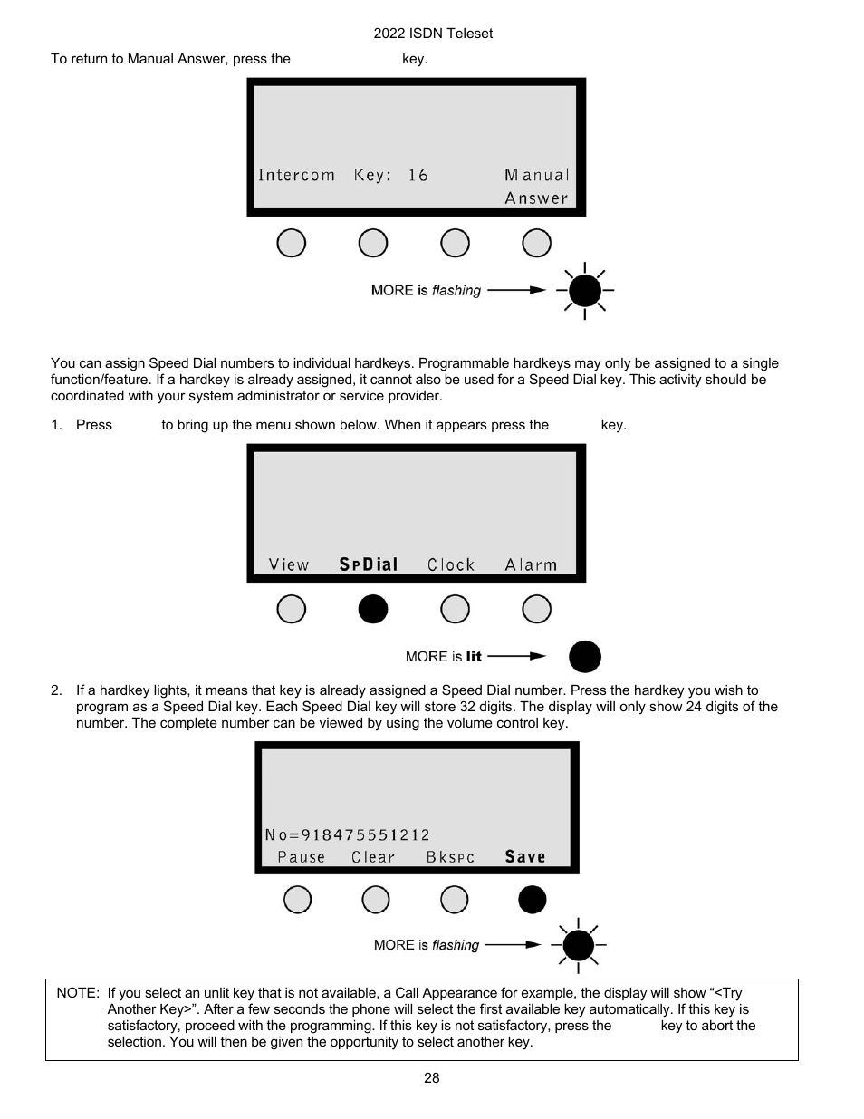Speed dial key assignment | Nortel Networks i2022 Series User Manual | Page 30 / 61