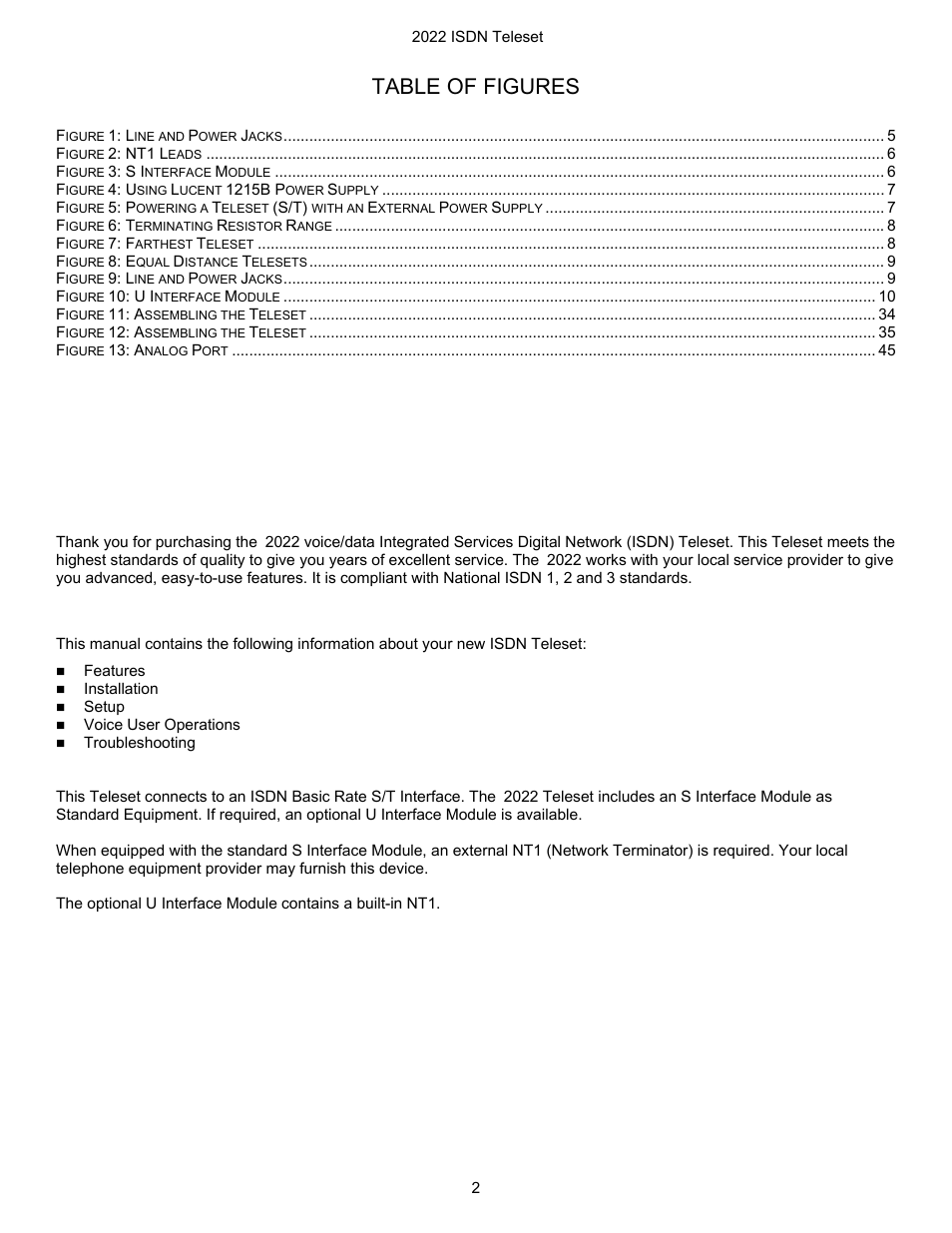 Introduction, Isdn i2022 s/t teleset, About this manual | I2022 teleset, Table of figures, Isdn i 2022 s/t teleset | Nortel Networks i2022 Series User Manual | Page 4 / 61