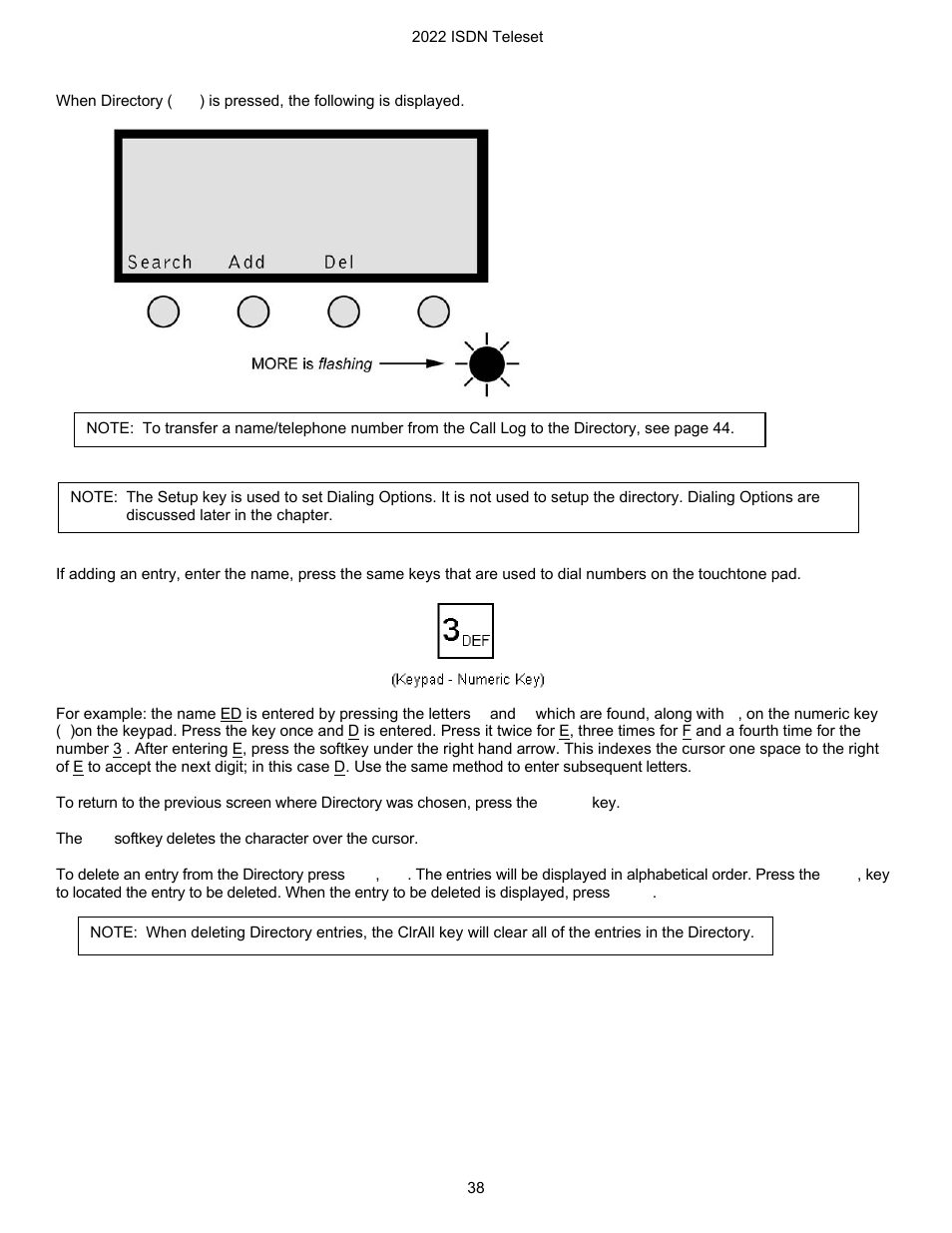 Directory changes, Setup | Nortel Networks i2022 Series User Manual | Page 40 / 61
