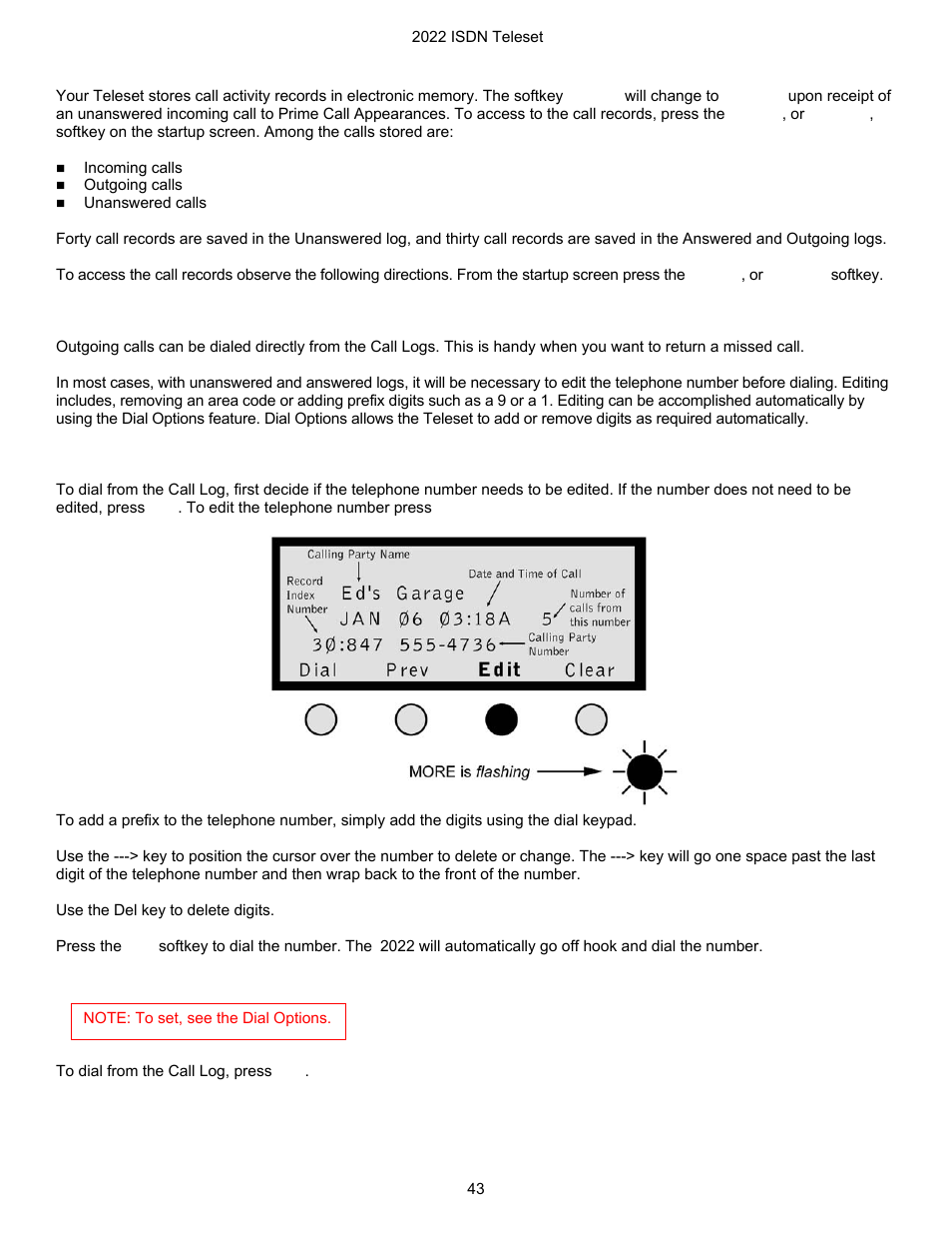 Call records, Dialing from the call log | Nortel Networks i2022 Series User Manual | Page 45 / 61