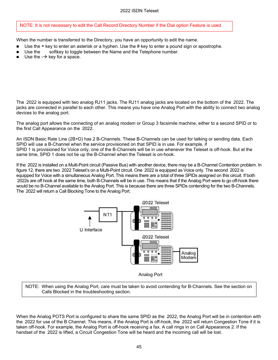 Advanced features, Analog port, Igure | Nalog | Nortel Networks i2022 Series User Manual | Page 47 / 61
