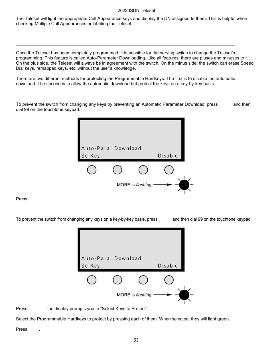 Protecting keys from being overwritten, Disabling the automatic download | Nortel Networks i2022 Series User Manual | Page 55 / 61