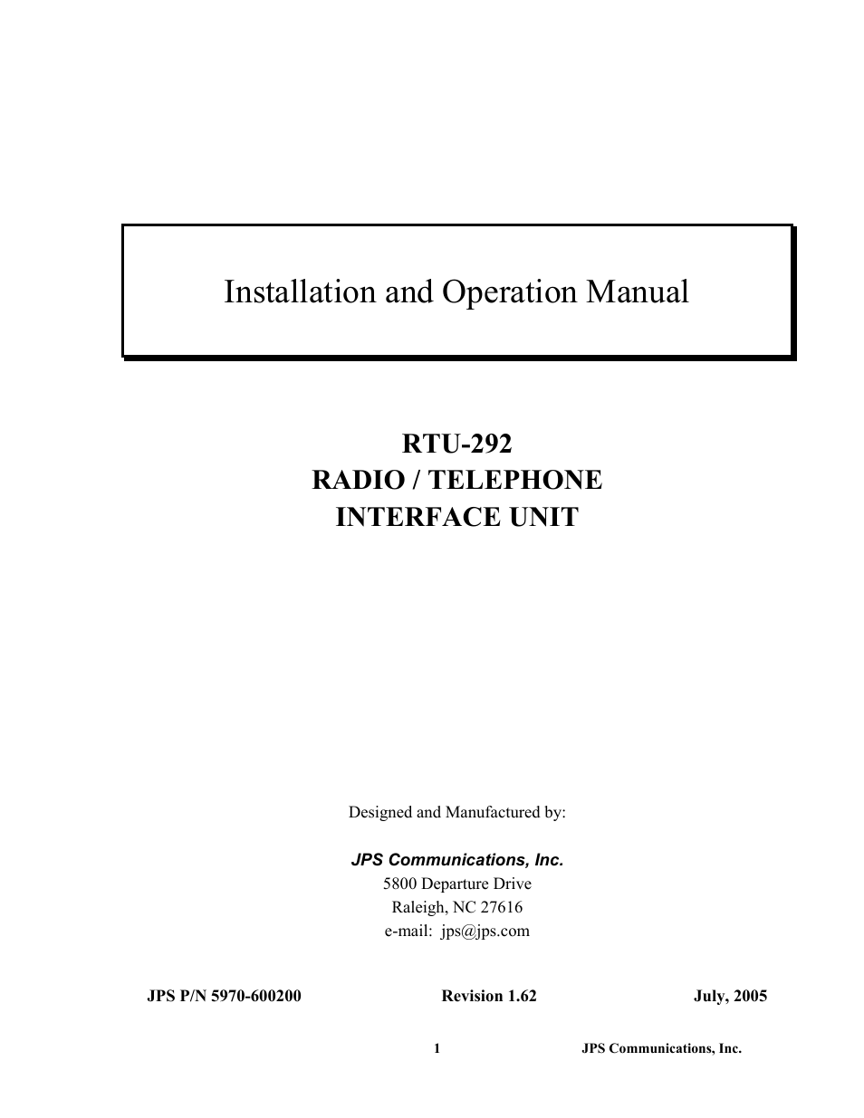 Nortel Networks RTU-292 User Manual | 116 pages