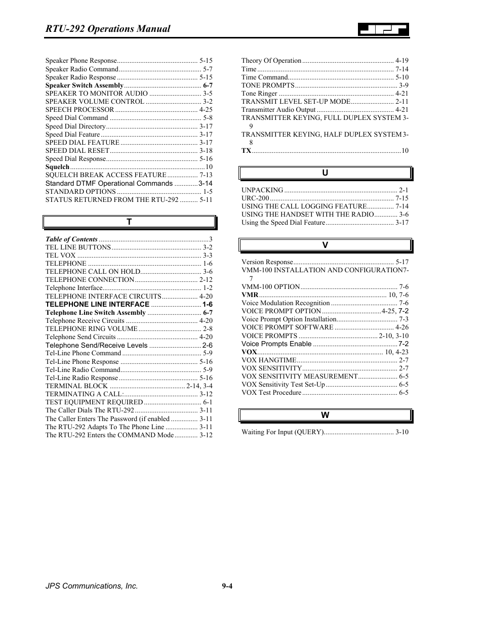 Rtu-292 operations manual | Nortel Networks RTU-292 User Manual | Page 116 / 116