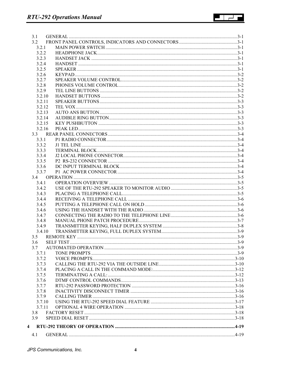 Rtu-292 operations manual | Nortel Networks RTU-292 User Manual | Page 4 / 116