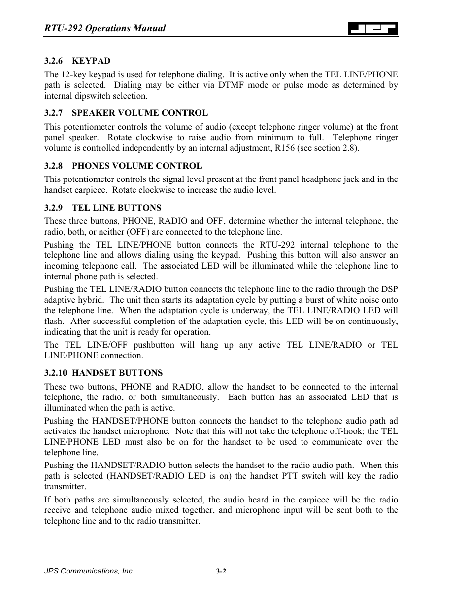 Keypad, Speaker volume control, Phones volume control | Tel line buttons, Handset buttons, 6 keypad -2 3.2.7 speaker, Volume, Control -2, 8 phones, 9 tel | Nortel Networks RTU-292 User Manual | Page 42 / 116