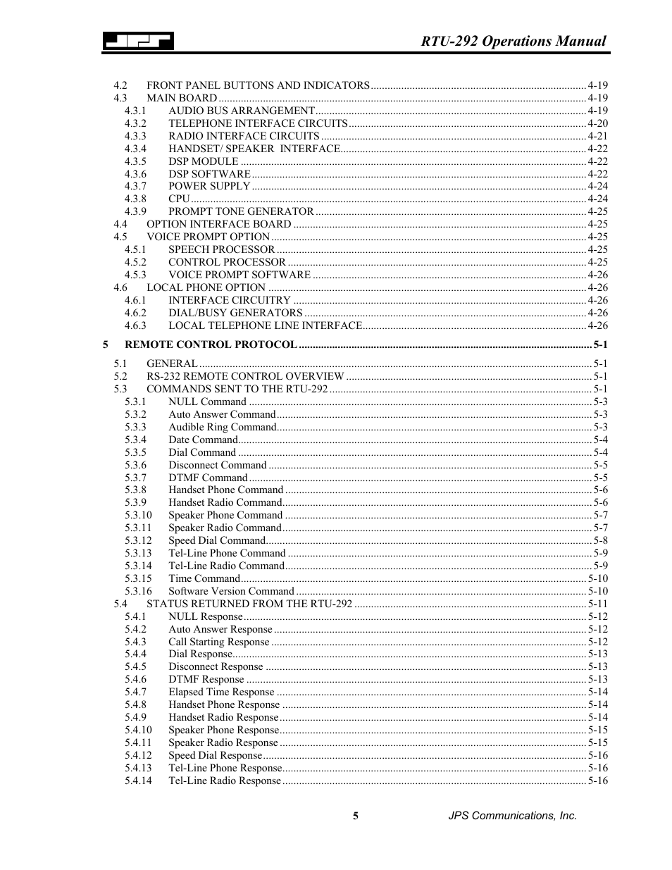 292 operations manual | Nortel Networks RTU-292 User Manual | Page 5 / 116