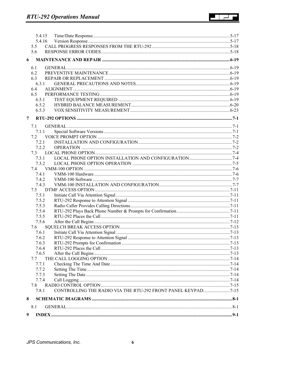 Rtu-292 operations manual | Nortel Networks RTU-292 User Manual | Page 6 / 116