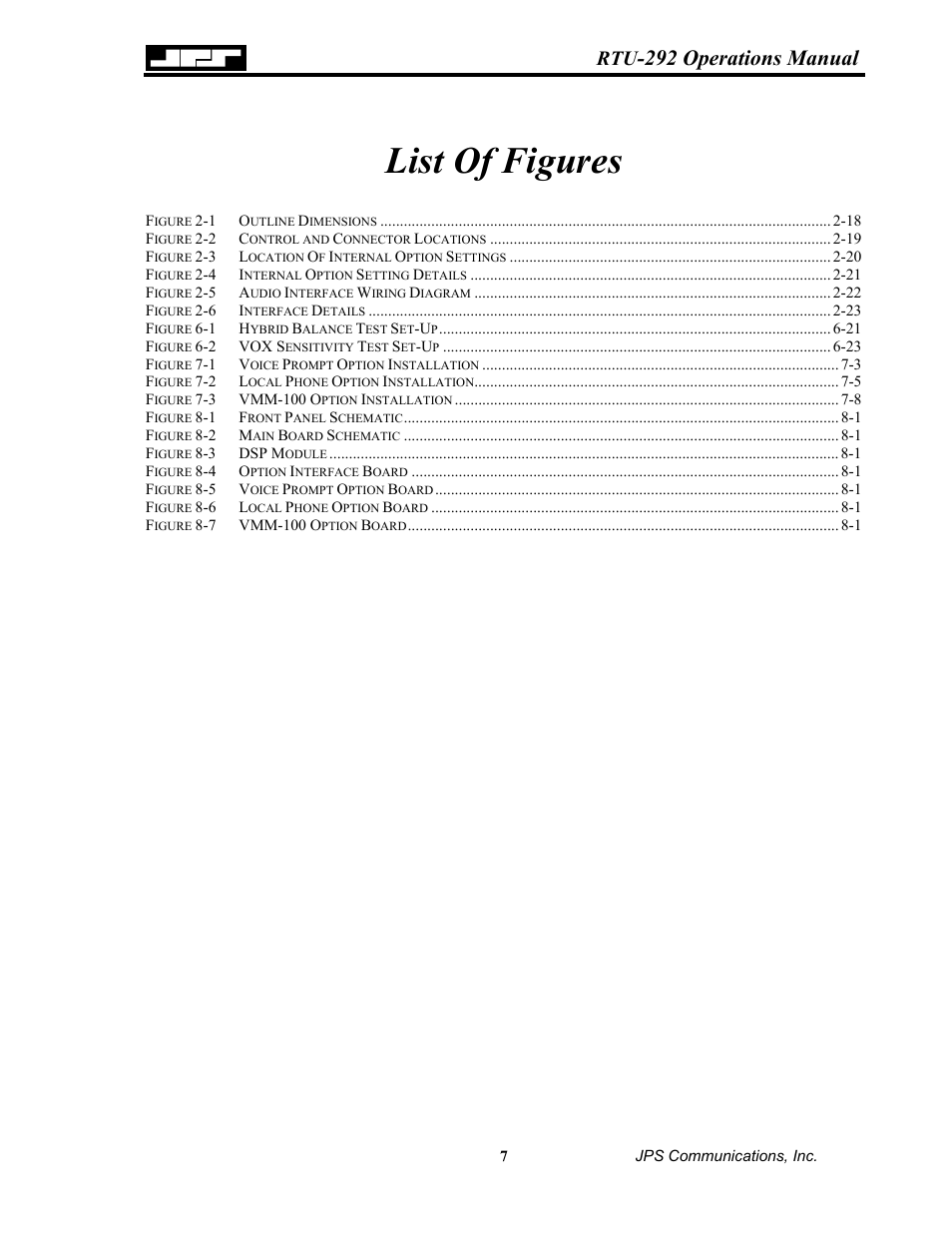 List of figures, 292 operations manual | Nortel Networks RTU-292 User Manual | Page 7 / 116