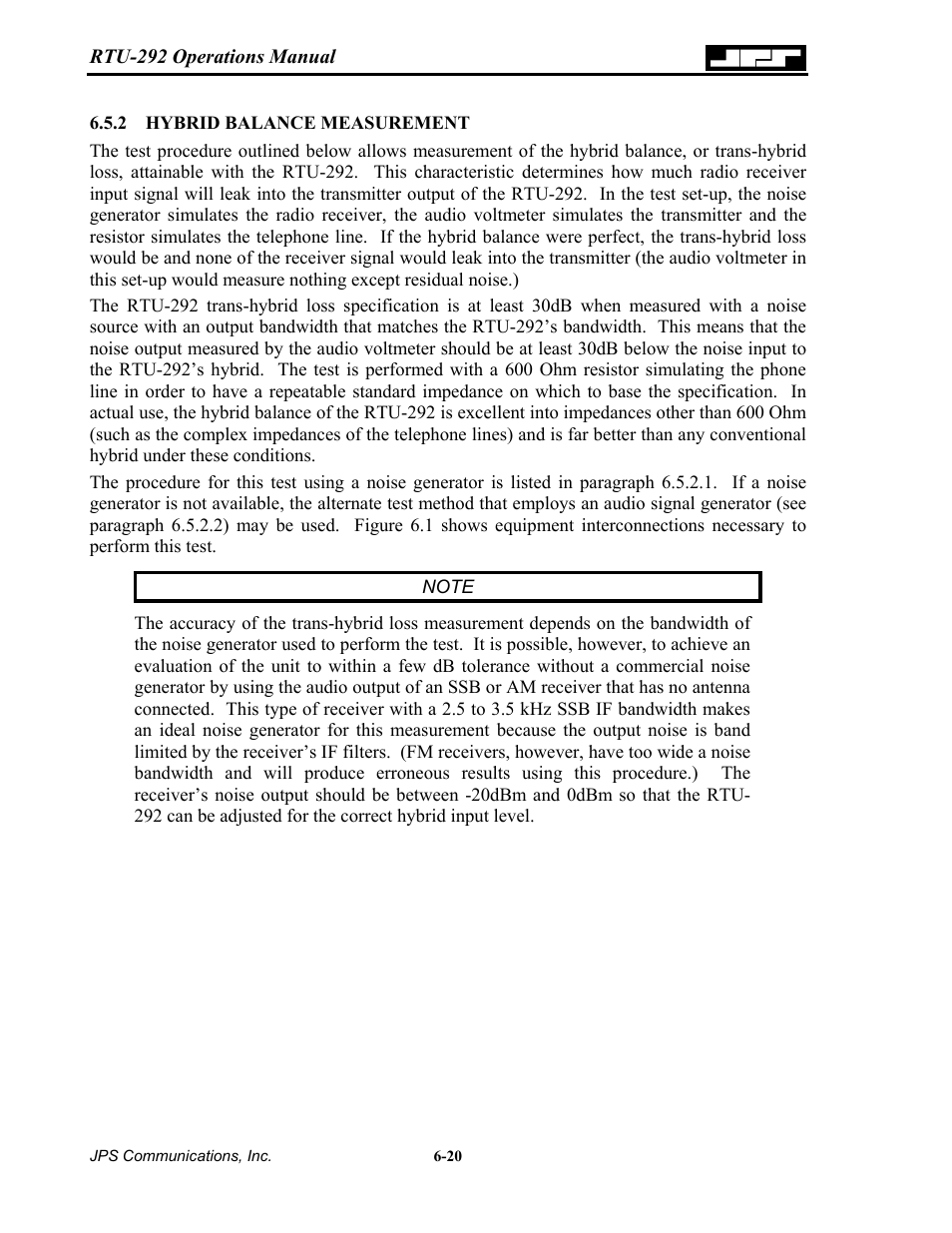 Hybrid balance measurement, 2 hybrid, Balance | Measurement -20 | Nortel Networks RTU-292 User Manual | Page 86 / 116