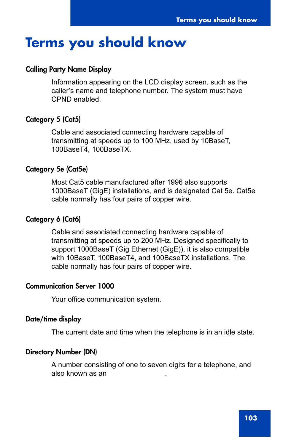 Terms you should know | Nortel Networks NN43110-101 User Manual | Page 103 / 114