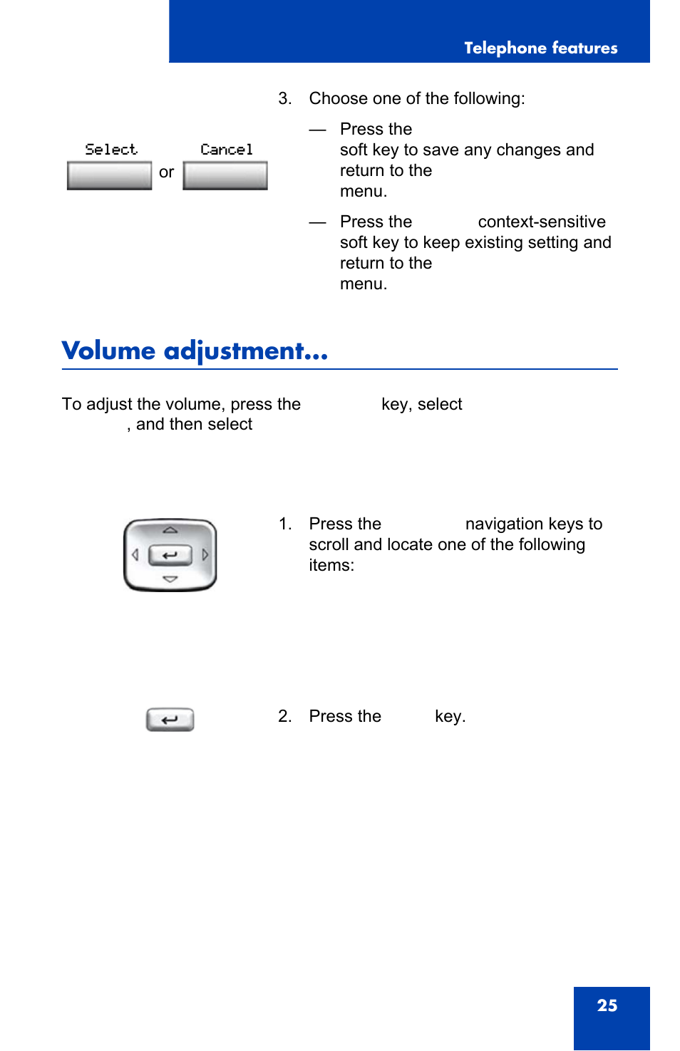 Volume adjustment | Nortel Networks NN43110-101 User Manual | Page 25 / 114