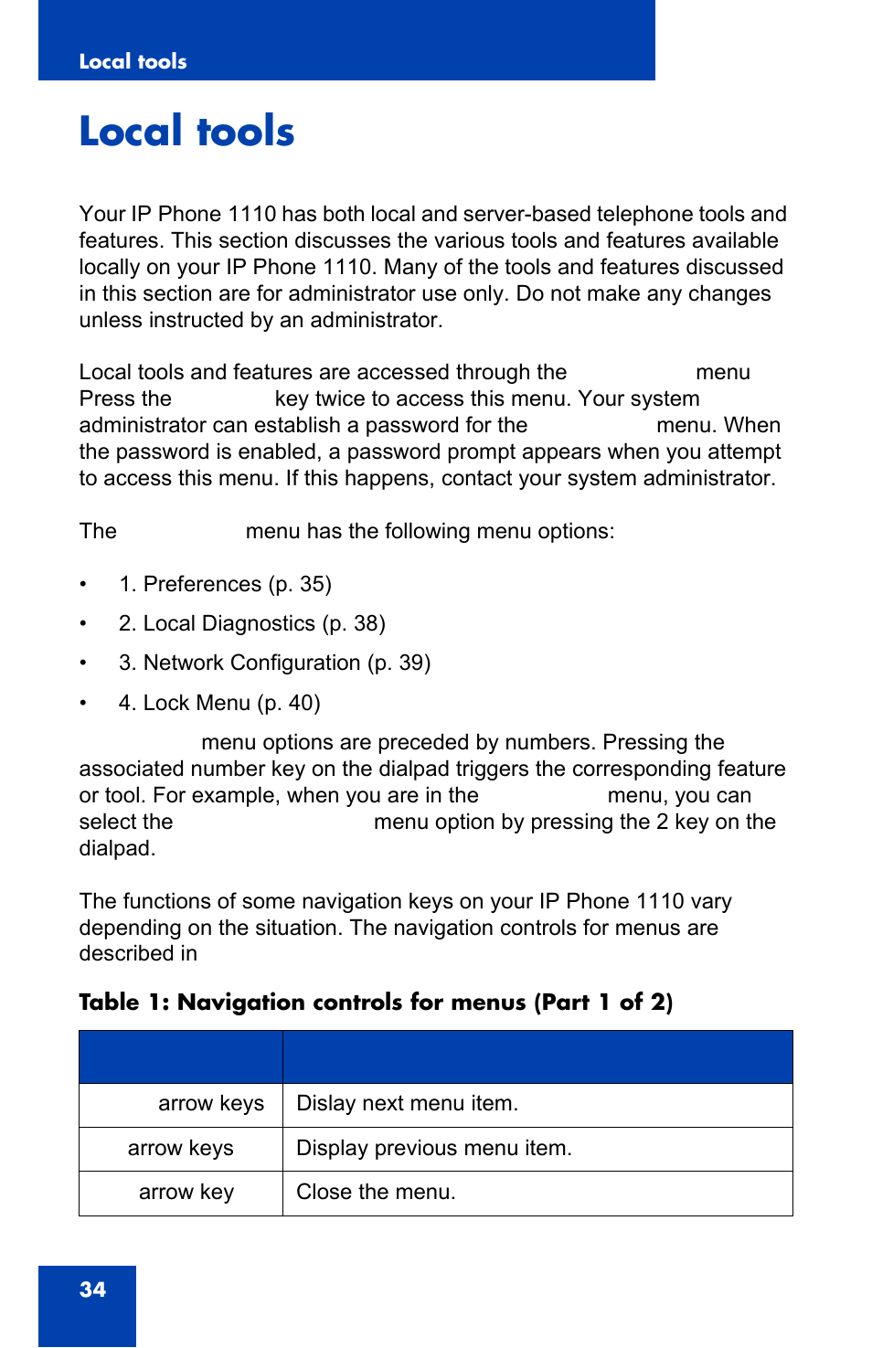Local tools | Nortel Networks NN43110-101 User Manual | Page 34 / 114