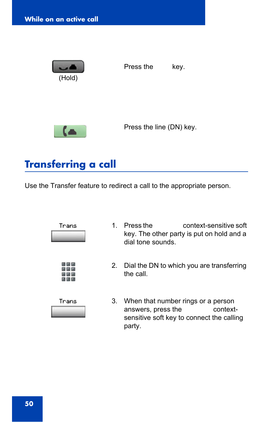 Transferring a call | Nortel Networks NN43110-101 User Manual | Page 50 / 114
