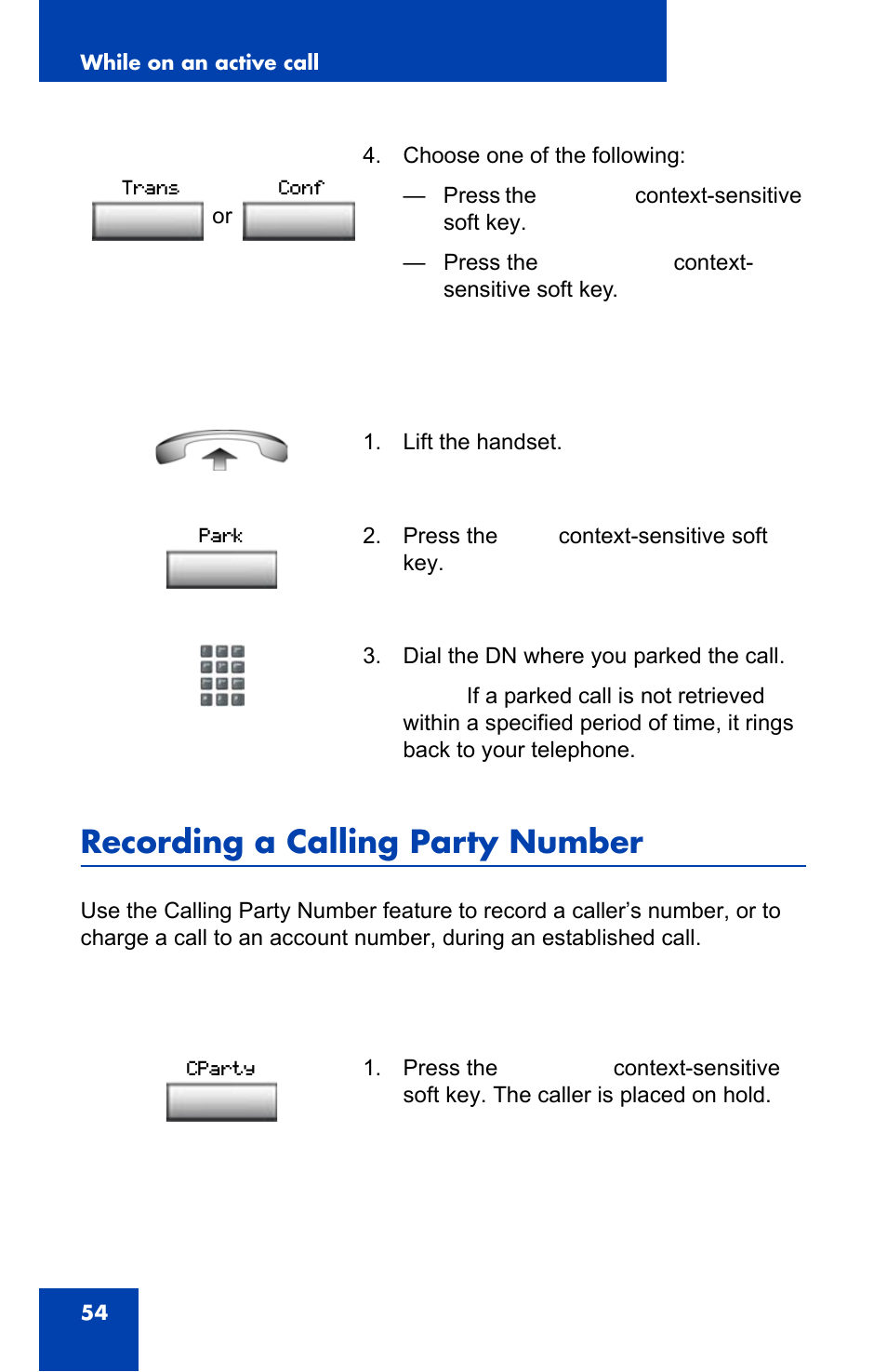 Recording a calling party number | Nortel Networks NN43110-101 User Manual | Page 54 / 114