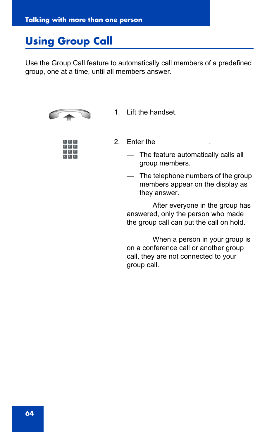 Using group call | Nortel Networks NN43110-101 User Manual | Page 64 / 114