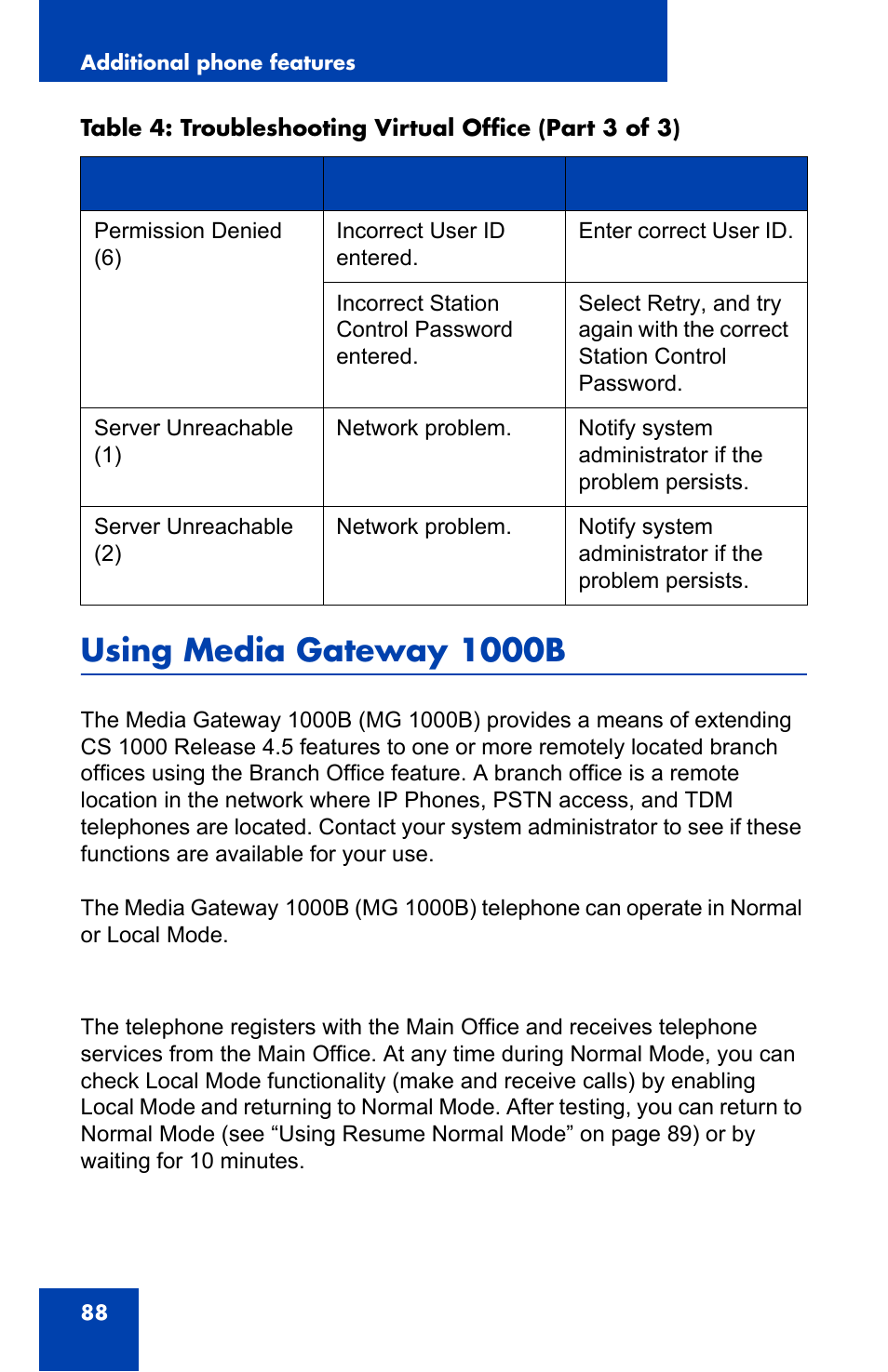 Using media gateway 1000b (p. 88), Using media gateway 1000b | Nortel Networks NN43110-101 User Manual | Page 88 / 114