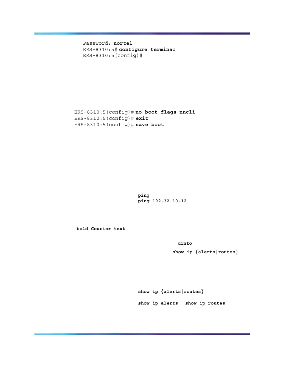 Returning to the cli, Text conventions | Nortel Networks NN46200-301 User Manual | Page 10 / 28