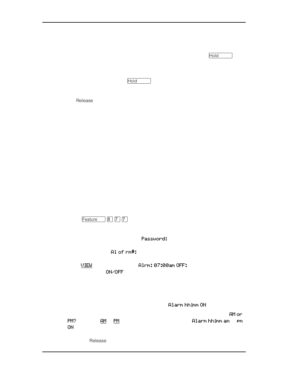 Hospitality services admin alarm feature, Hospitality services admin alarm feature 113 | Nortel Networks M7410 User Manual | Page 114 / 148