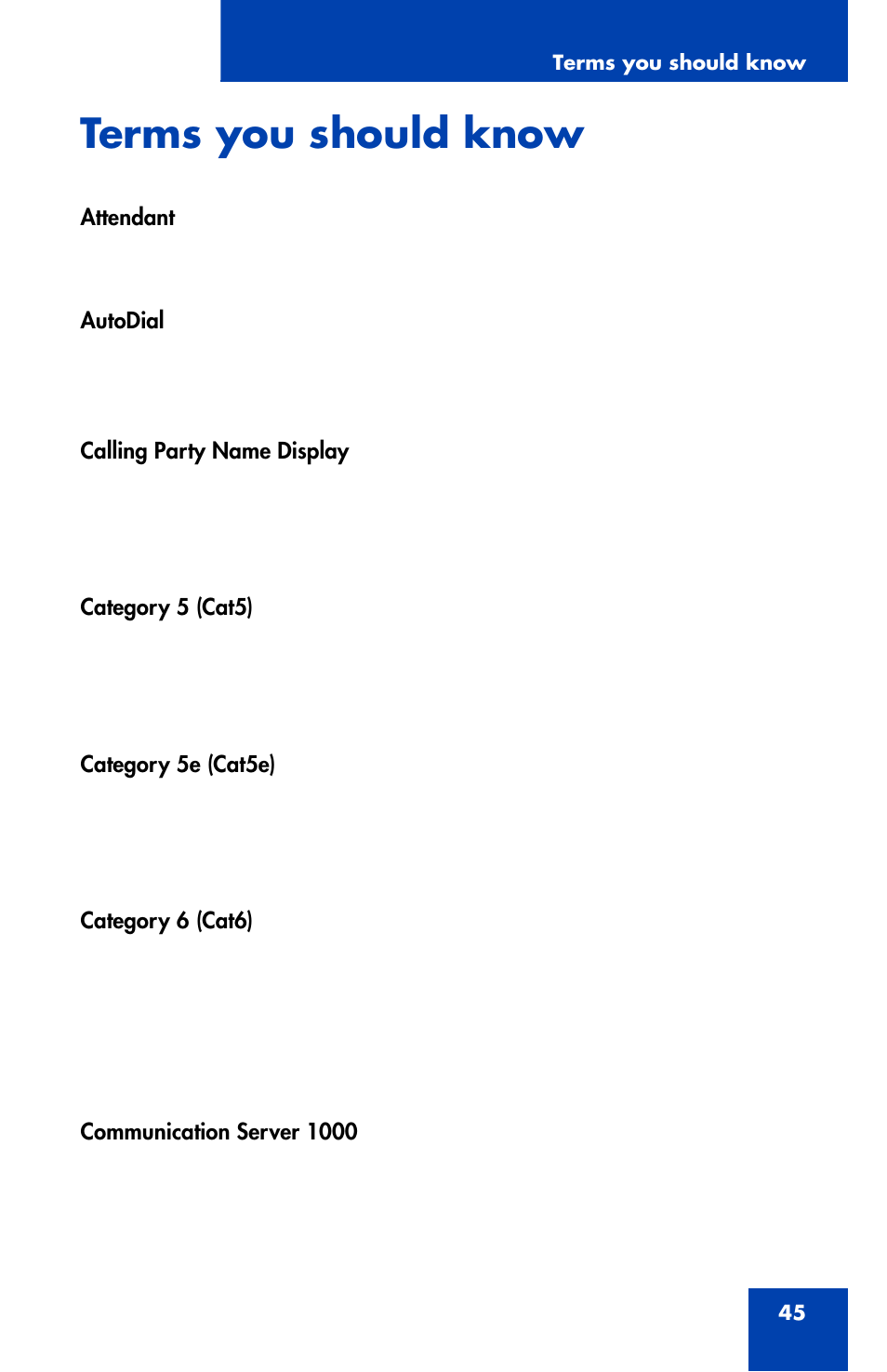 Terms you should know | Nortel Networks 1165E User Manual | Page 45 / 56