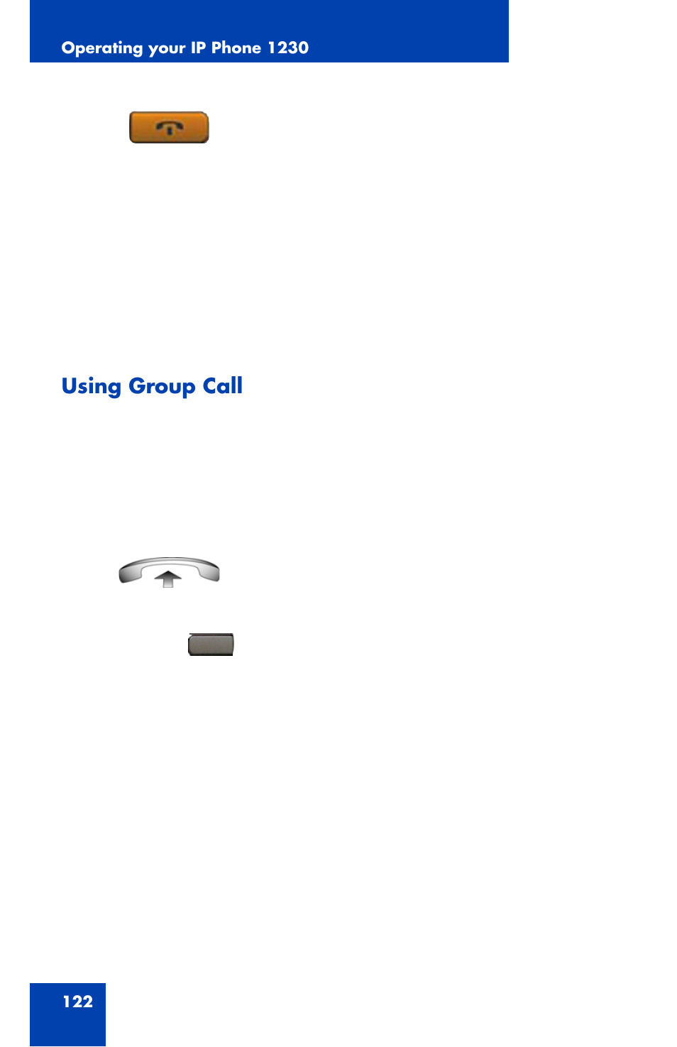 Using group call | Nortel Networks Nortel IP Phone 1230 User Manual | Page 122 / 166