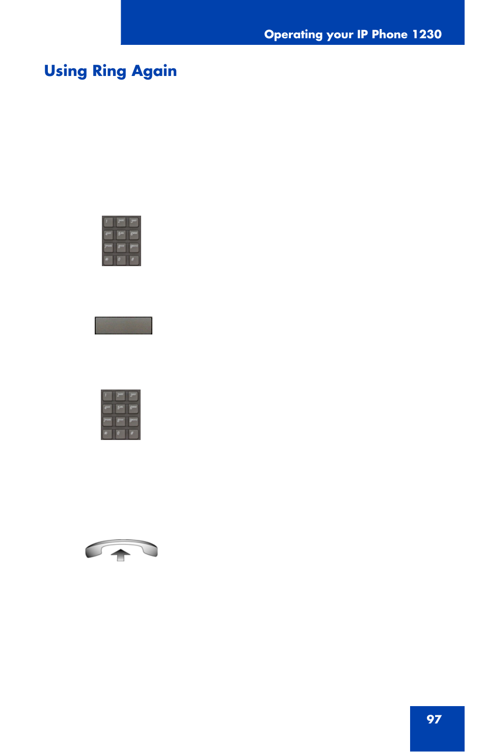 Using ring again | Nortel Networks Nortel IP Phone 1230 User Manual | Page 97 / 166