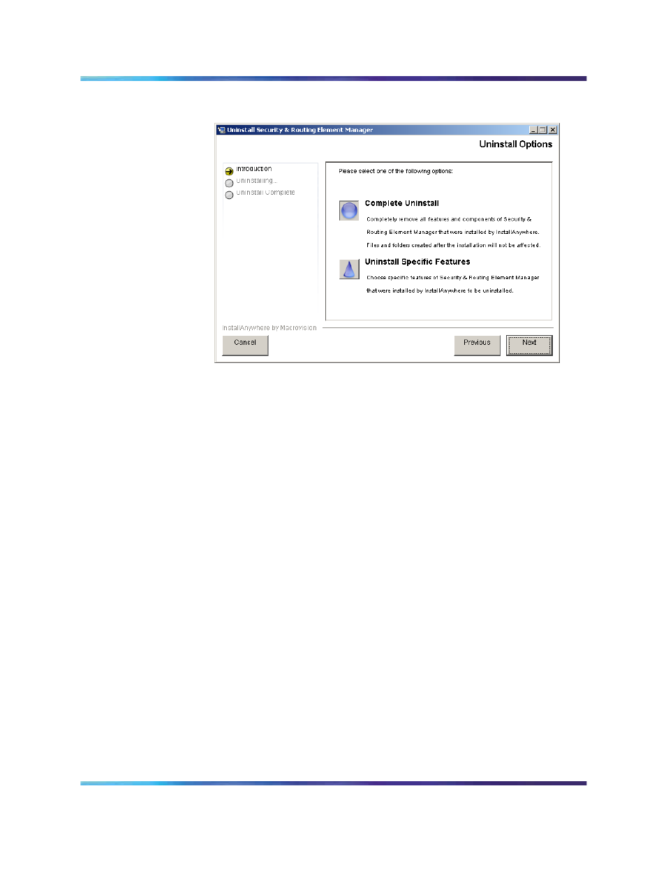 Figure 2 uninstall options, Figure 2, Uninstall options | Figure 2 "uninstall options | Nortel Networks NN47230-301 User Manual | Page 19 / 60