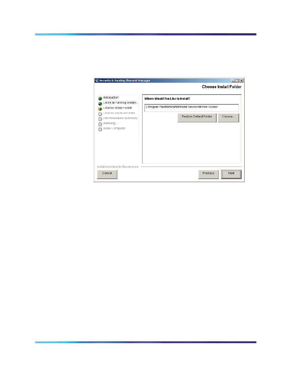 Figure 8 choose install folder, Figure 8, Choose install folder | Nortel Networks NN47230-301 User Manual | Page 23 / 60