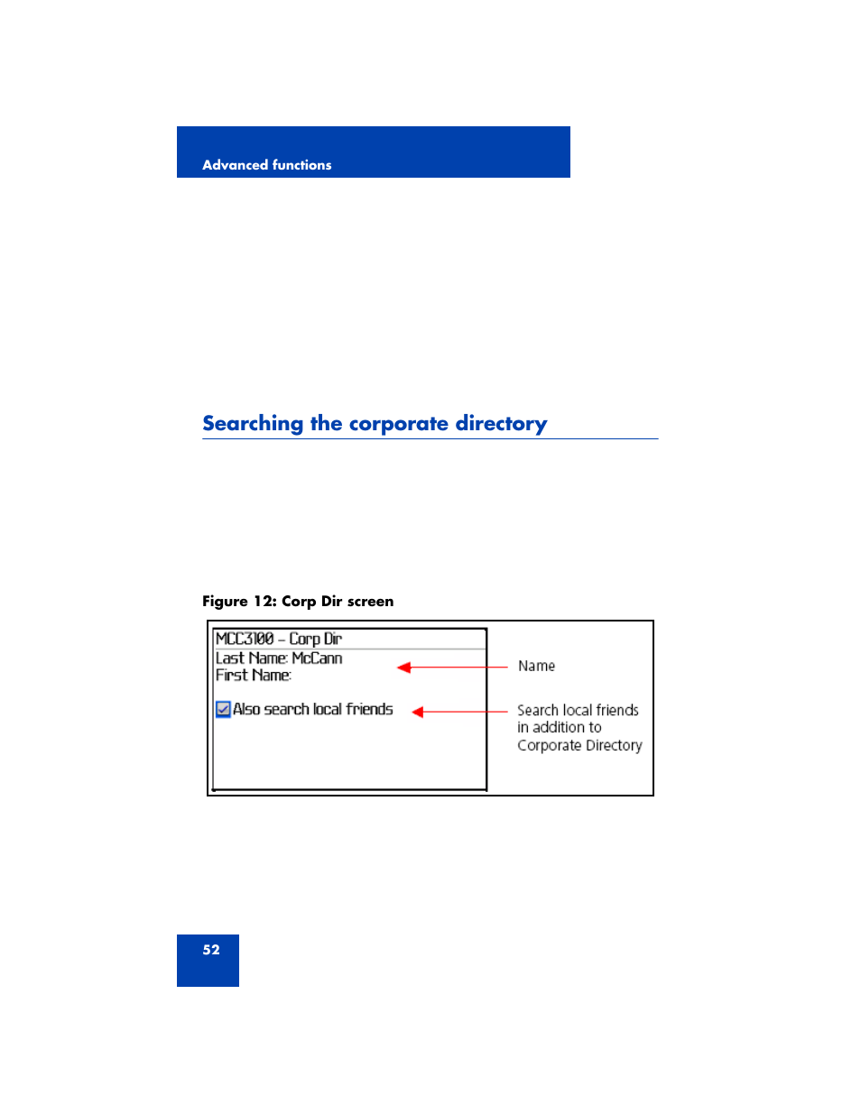 Searching the corporate directory | Nortel Networks MCC 3100 User Manual | Page 52 / 78