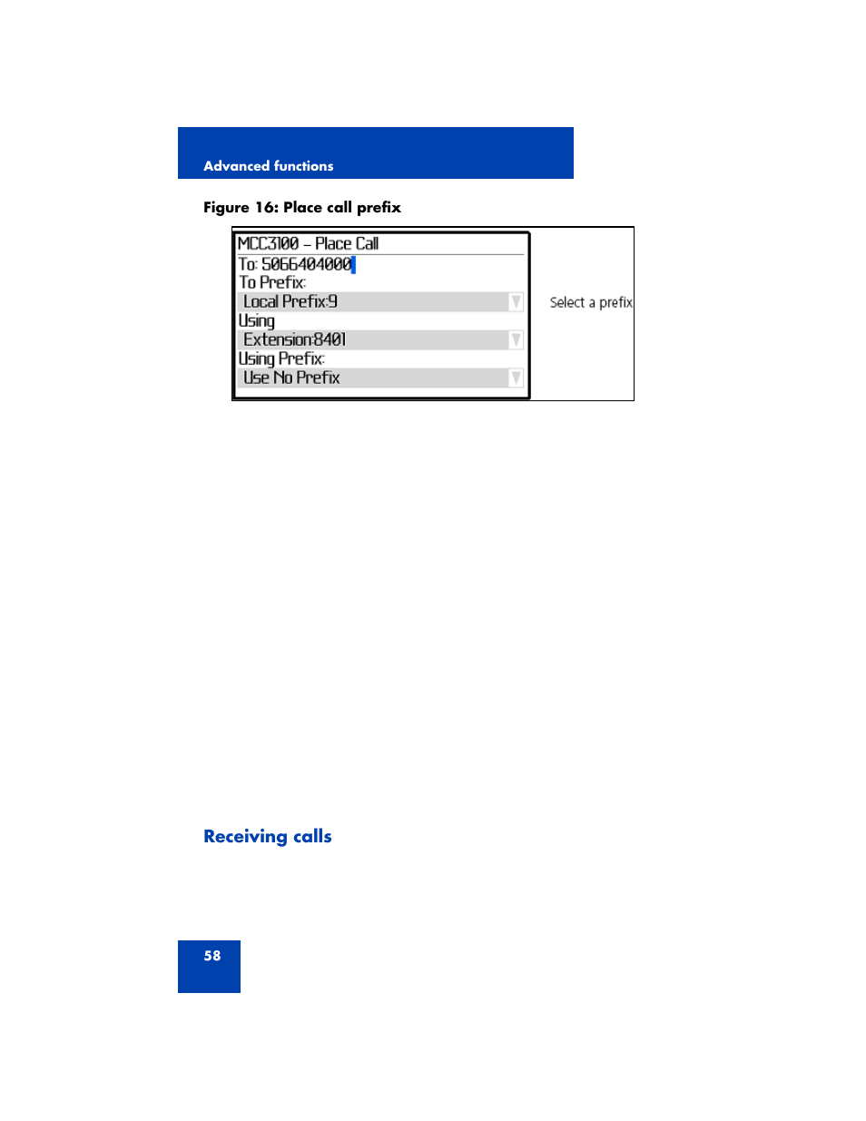 Receiving calls | Nortel Networks MCC 3100 User Manual | Page 58 / 78