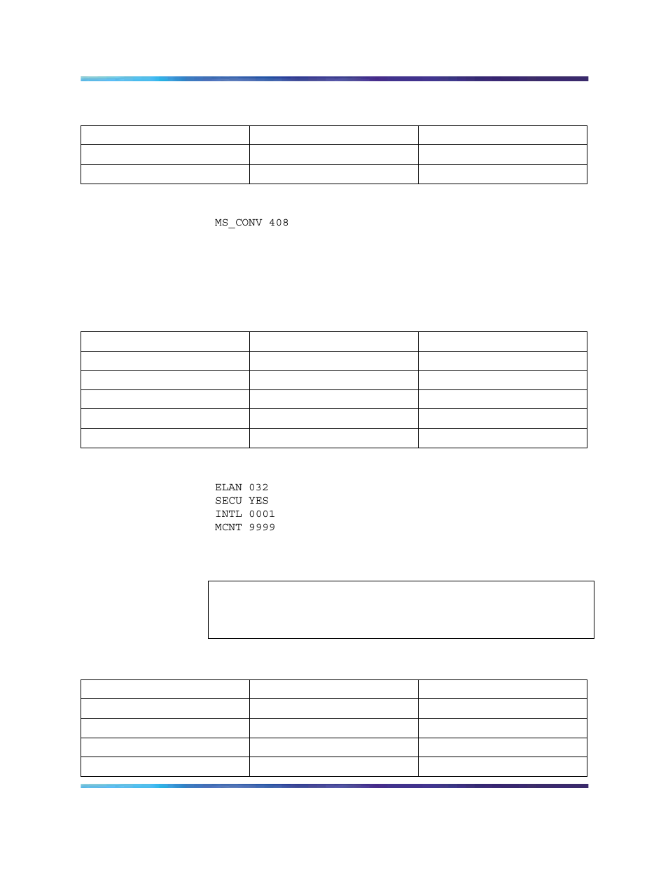 Table 58 ld 22ms_conv package, Table 59 ld 22check vsid and elan id configuration, Table 60 ld 20sip trunk configuration | Nortel Networks NN43001-121 User Manual | Page 254 / 304