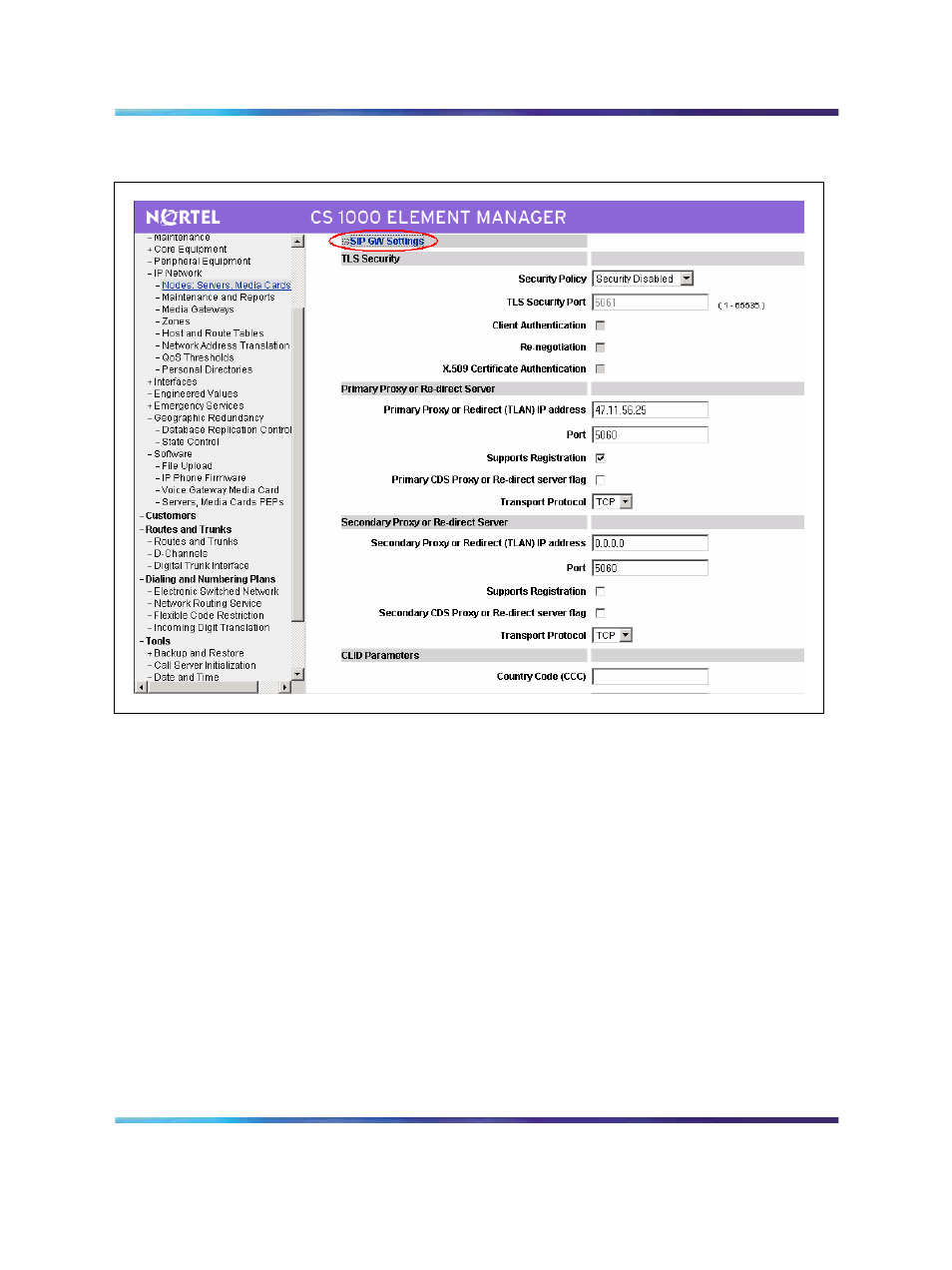 Figure 106 sip gw settings | Nortel Networks NN43001-121 User Manual | Page 264 / 304