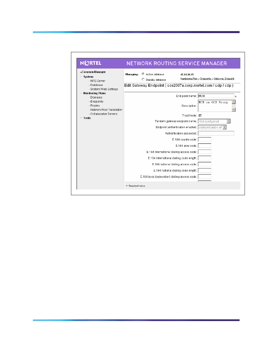 Figure 116 mcm gateway endpoint configuration, Figure | Nortel Networks NN43001-121 User Manual | Page 274 / 304