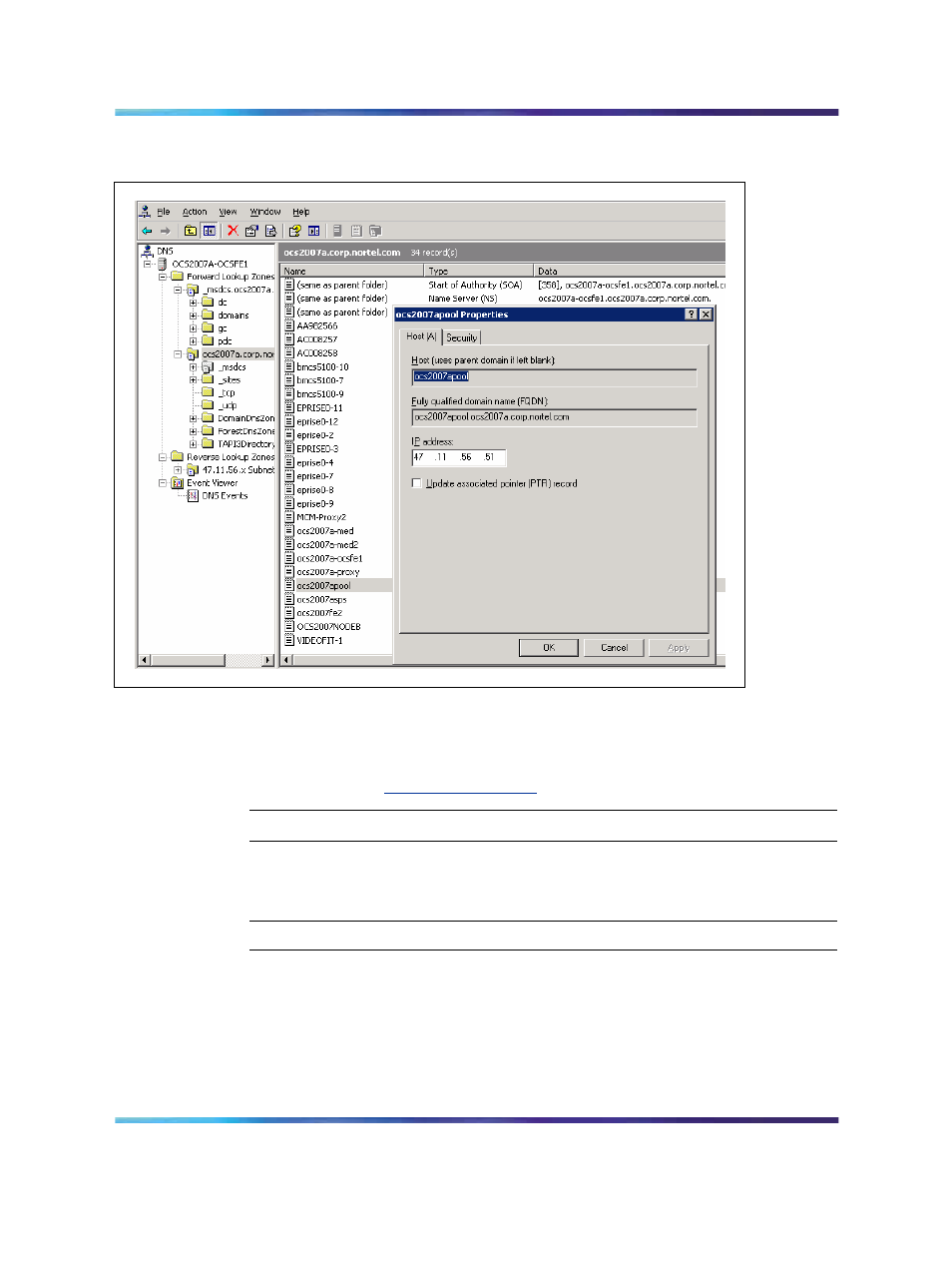 Active directory configuration, Figure 128 host (a) record for the pool | Nortel Networks NN43001-121 User Manual | Page 288 / 304