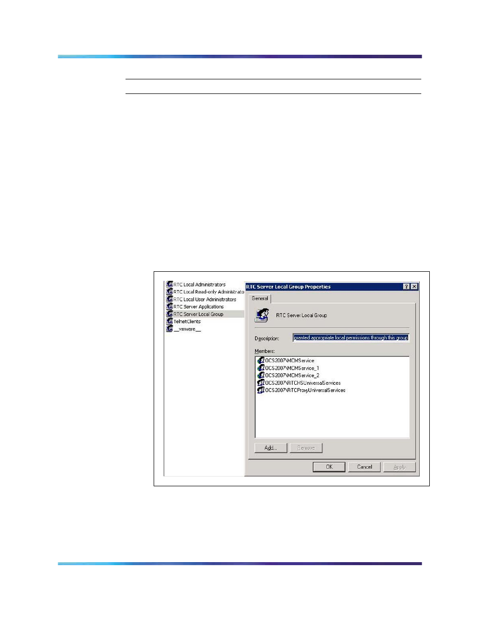 Figure 130 rtc server local group, Procedure | Nortel Networks NN43001-121 User Manual | Page 290 / 304